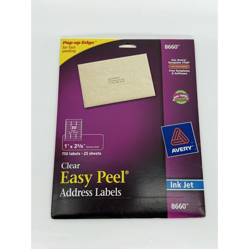 Avery Easy Peel Lot Of‎ 5 Mailing Address Labels Laser 5262-8660-18163-8162 New
